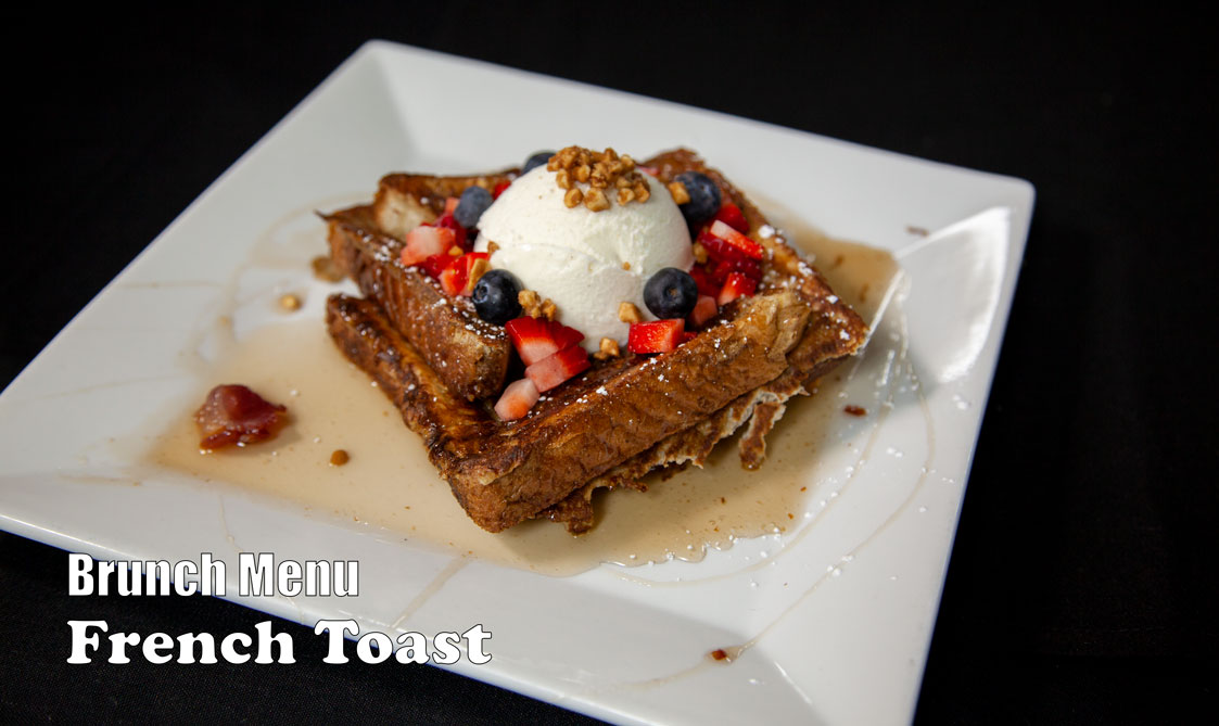 French toast with fruit and icecream on top